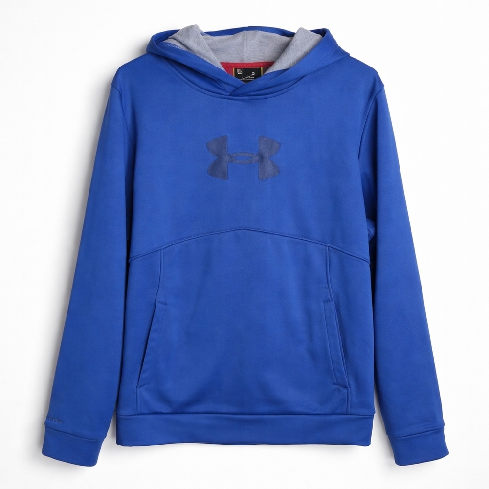 Under Armour Storm Hoodie Blue Pullover Size Large Loose Fit Athletic Sweatshirt